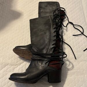 Freebirds Black Leather Lace-Up Boots.  Second picture from ad when purchased.